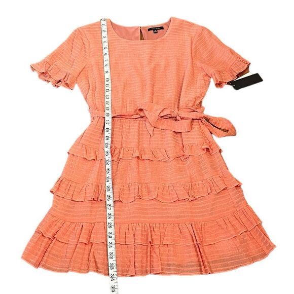 NWT City Studio Soft Peach Short Sleeve Mini Fit And Flare Dress, Size M - Picture 10 of 10